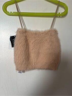 Zara Blush Fuzzy Crop Tank